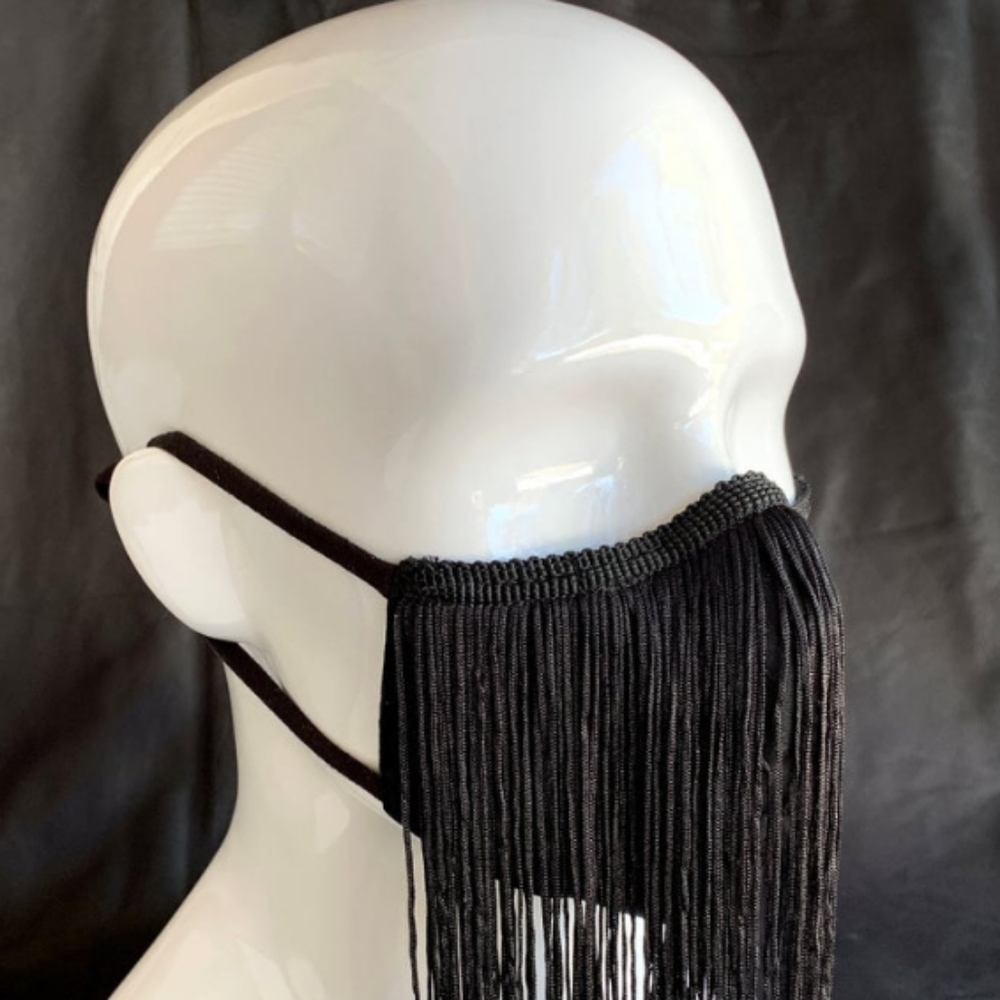 6 inches hand made Fringe Masks black/gold options